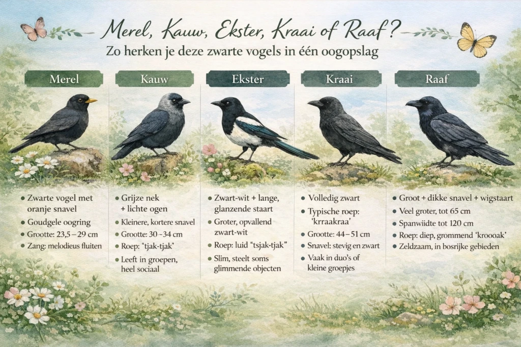Zwarte vogels herkennen in je tuin