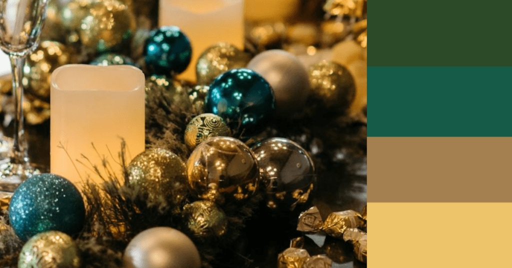 EvenDelen.be Kerstboom Kleurenpalet Turquoise Beige Goud