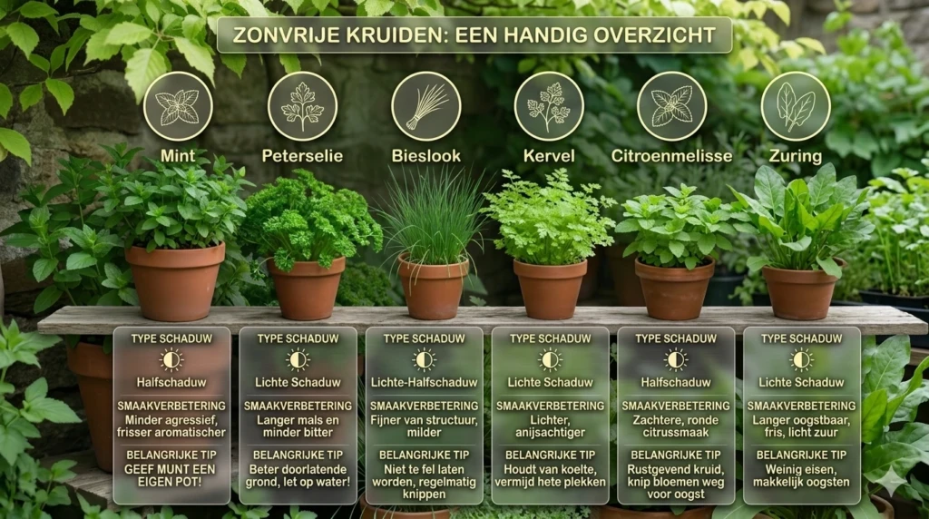 kruiden in de schaduw kweken overzicht